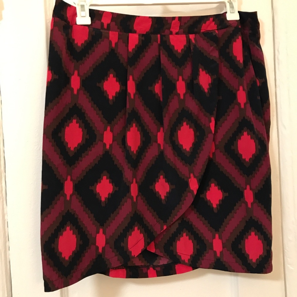 Fuschia, Maroon, Navy Ikat Tulip Mini Skirt